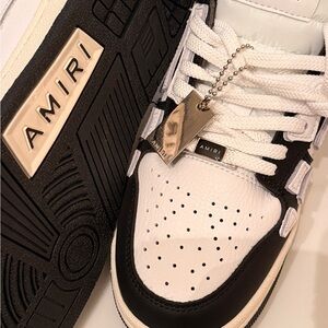 AMIRI Black and White Two-Tone Leather Sneakers